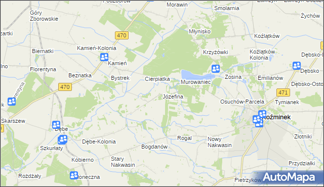 mapa Józefina gmina Koźminek, Józefina gmina Koźminek na mapie Targeo