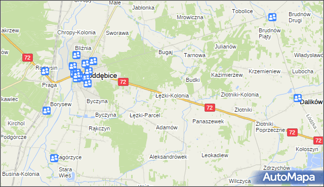 mapa Józefka gmina Poddębice, Józefka gmina Poddębice na mapie Targeo