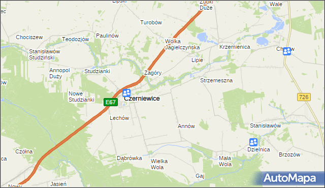 mapa Józefów gmina Czerniewice, Józefów gmina Czerniewice na mapie Targeo