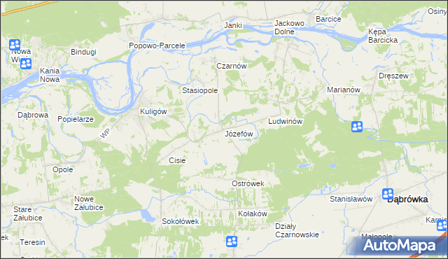 mapa Józefów gmina Dąbrówka, Józefów gmina Dąbrówka na mapie Targeo
