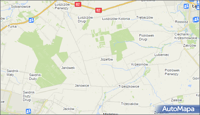 mapa Józefów gmina Mełgiew, Józefów gmina Mełgiew na mapie Targeo