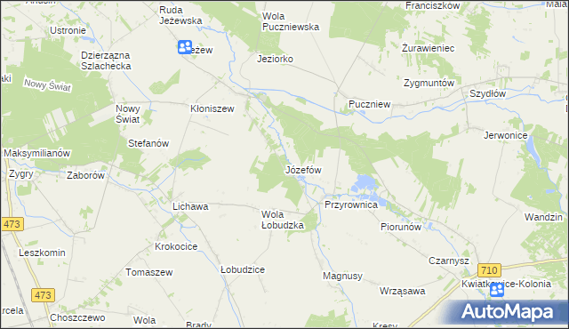 mapa Józefów gmina Zadzim, Józefów gmina Zadzim na mapie Targeo