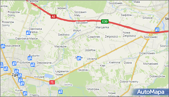 mapa Józefów gmina Zgierz, Józefów gmina Zgierz na mapie Targeo