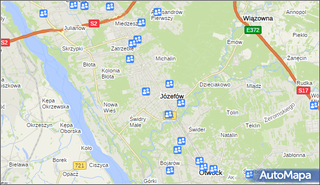 mapa Józefów powiat otwocki, Józefów powiat otwocki na mapie Targeo