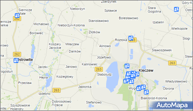 mapa Józefowo gmina Kleczew, Józefowo gmina Kleczew na mapie Targeo