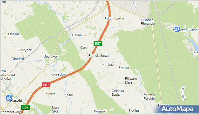 mapa Józefowo gmina Raczki, Józefowo gmina Raczki na mapie Targeo