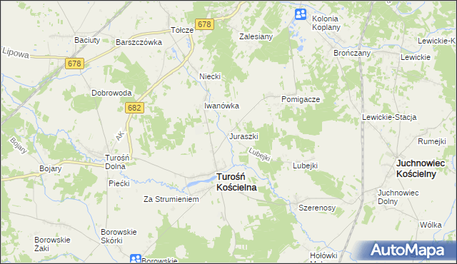 mapa Juraszki, Juraszki na mapie Targeo