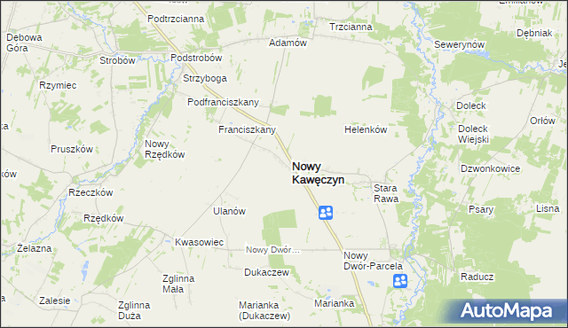 mapa Kaczorów gmina Nowy Kawęczyn, Kaczorów gmina Nowy Kawęczyn na mapie Targeo