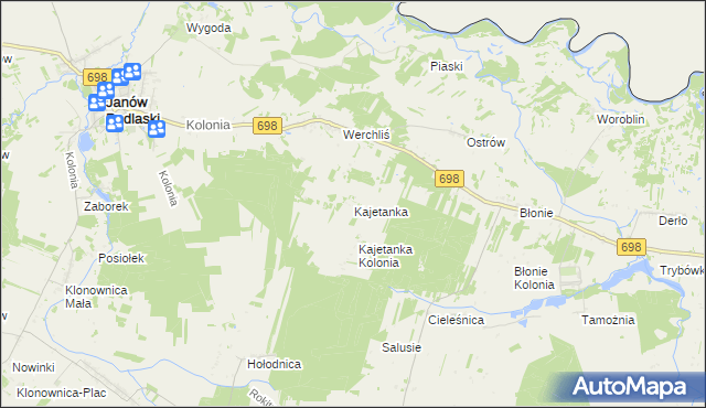 mapa Kajetanka, Kajetanka na mapie Targeo