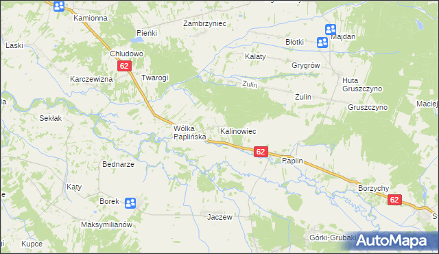 mapa Kalinowiec gmina Łochów, Kalinowiec gmina Łochów na mapie Targeo