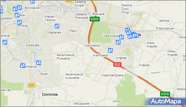 mapa Kalinówka gmina Głusk, Kalinówka gmina Głusk na mapie Targeo