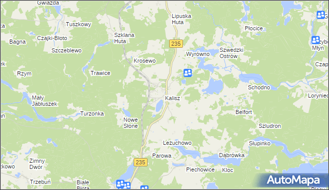 mapa Kalisz gmina Dziemiany, Kalisz gmina Dziemiany na mapie Targeo