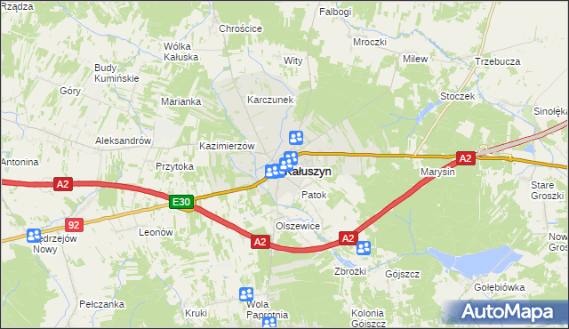 mapa Kałuszyn powiat miński, Kałuszyn powiat miński na mapie Targeo