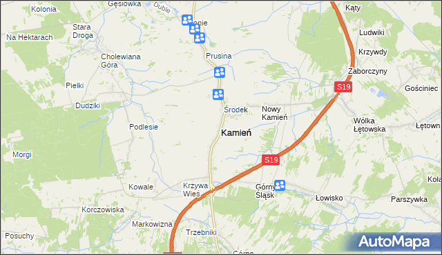 mapa Kamień powiat rzeszowski, Kamień powiat rzeszowski na mapie Targeo