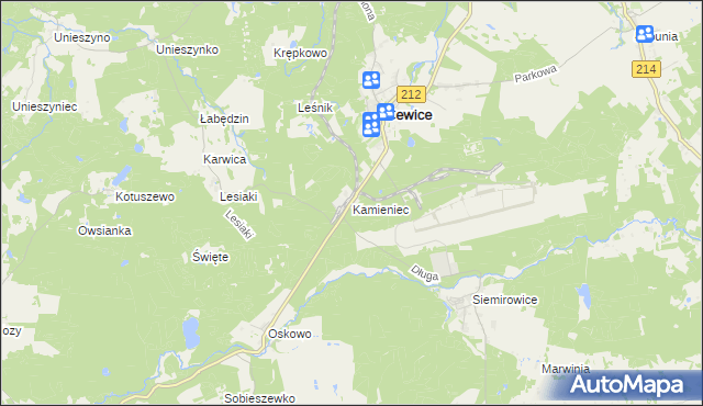 mapa Kamieniec gmina Cewice, Kamieniec gmina Cewice na mapie Targeo