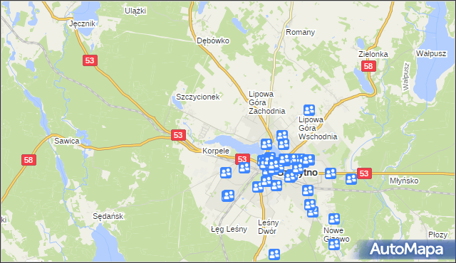 mapa Kamionek gmina Szczytno, Kamionek gmina Szczytno na mapie Targeo
