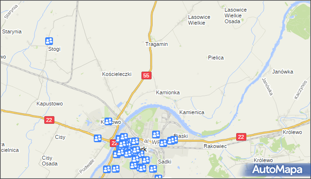mapa Kamionka gmina Malbork, Kamionka gmina Malbork na mapie Targeo