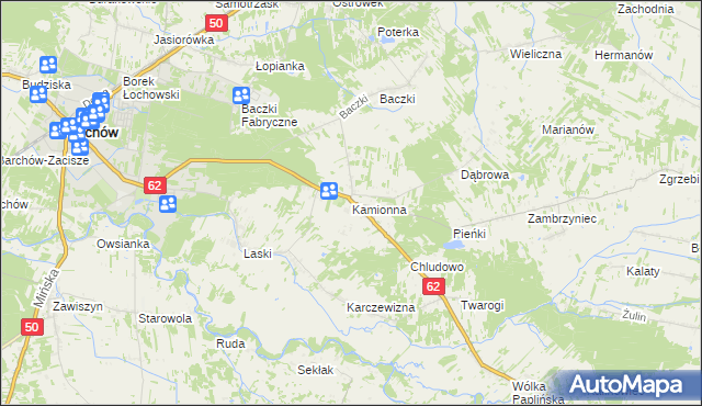 mapa Kamionna gmina Łochów, Kamionna gmina Łochów na mapie Targeo