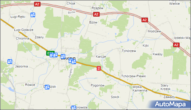 mapa Karcze gmina Zbuczyn, Karcze gmina Zbuczyn na mapie Targeo