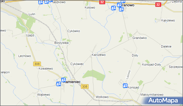 mapa Karczewo gmina Kamieniec, Karczewo gmina Kamieniec na mapie Targeo