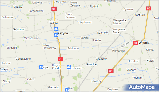 mapa Karkoszki gmina Daszyna, Karkoszki gmina Daszyna na mapie Targeo