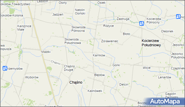 mapa Karnków gmina Chąśno, Karnków gmina Chąśno na mapie Targeo