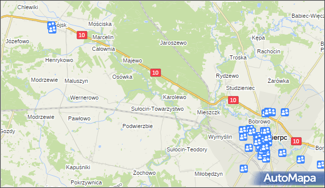 mapa Karolewo gmina Sierpc, Karolewo gmina Sierpc na mapie Targeo