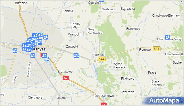 mapa Karwacz gmina Przasnysz, Karwacz gmina Przasnysz na mapie Targeo