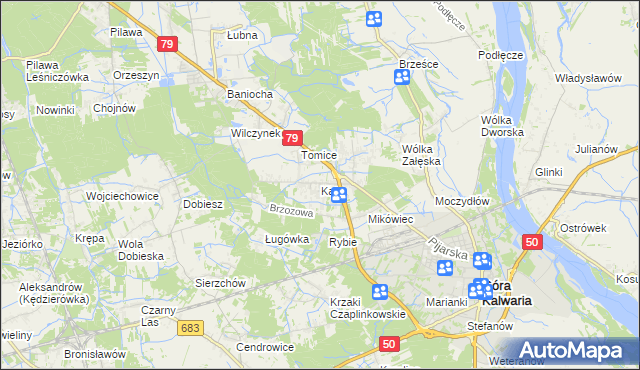 mapa Kąty gmina Góra Kalwaria, Kąty gmina Góra Kalwaria na mapie Targeo