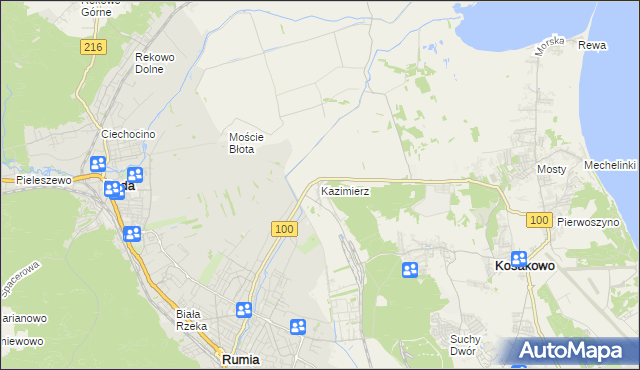 mapa Kazimierz gmina Kosakowo, Kazimierz gmina Kosakowo na mapie Targeo