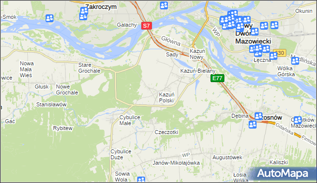 mapa Kazuń Polski, Kazuń Polski na mapie Targeo