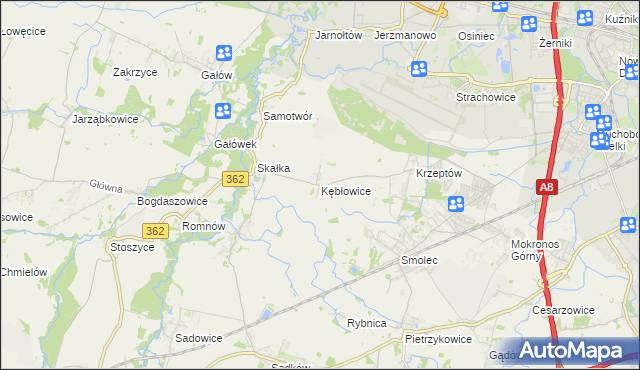 mapa Kębłowice gmina Kąty Wrocławskie, Kębłowice gmina Kąty Wrocławskie na mapie Targeo