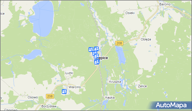 mapa Kępice powiat słupski, Kępice powiat słupski na mapie Targeo