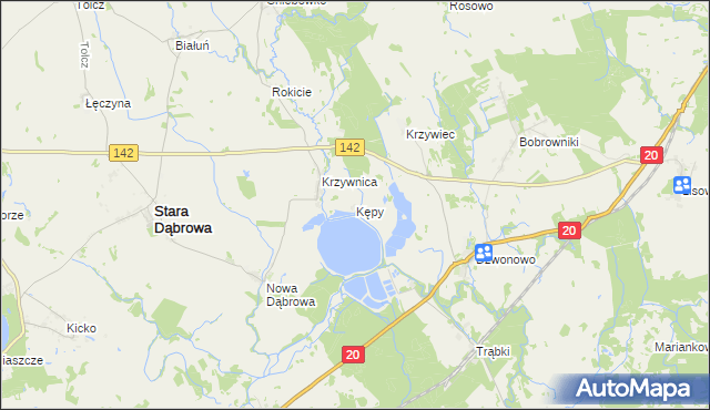 mapa Kępy gmina Marianowo, Kępy gmina Marianowo na mapie Targeo