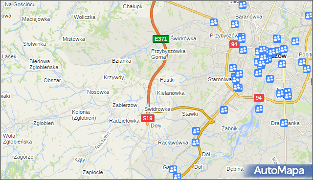 mapa Kielanówka, Kielanówka na mapie Targeo