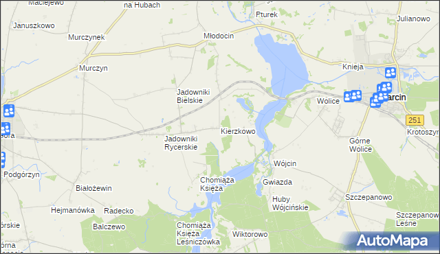 mapa Kierzkowo gmina Żnin, Kierzkowo gmina Żnin na mapie Targeo