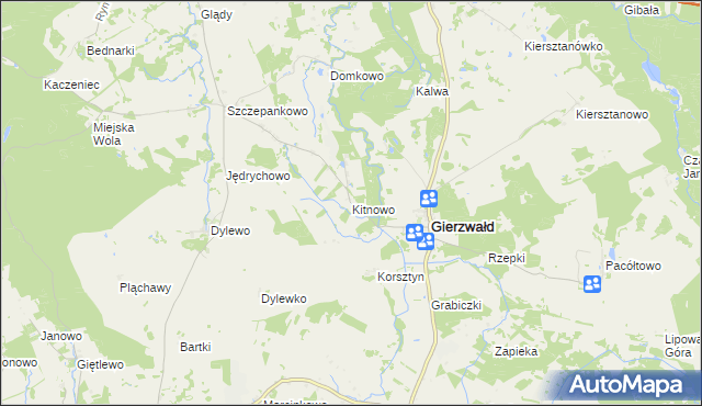 mapa Kitnowo gmina Grunwald, Kitnowo gmina Grunwald na mapie Targeo