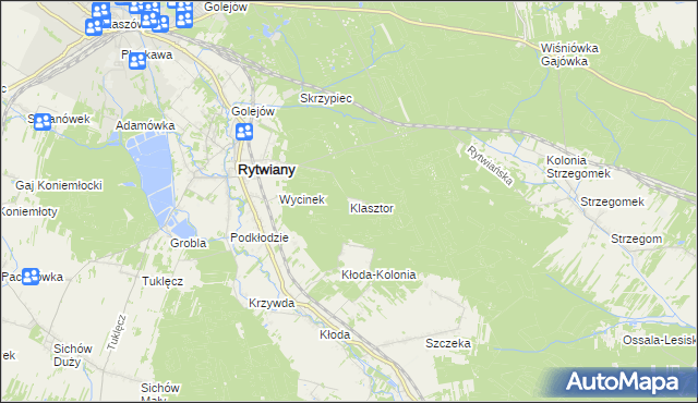 mapa Klasztor gmina Rytwiany, Klasztor gmina Rytwiany na mapie Targeo