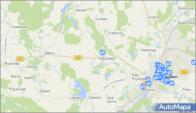 mapa Klępczewo, Klępczewo na mapie Targeo