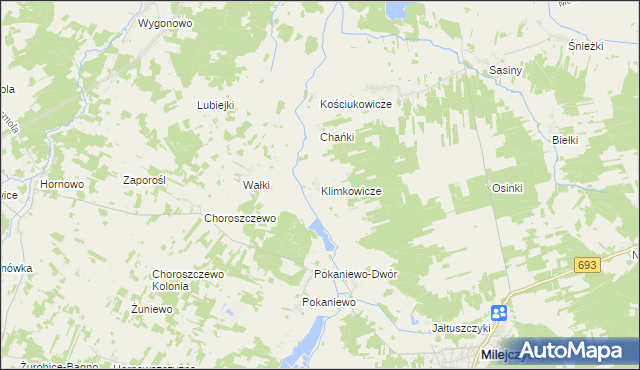 mapa Klimkowicze, Klimkowicze na mapie Targeo