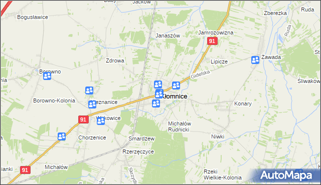 mapa Kłomnice, Kłomnice na mapie Targeo