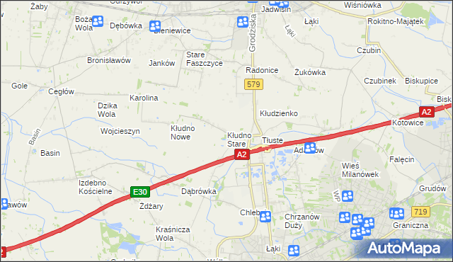 mapa Kłudno Stare, Kłudno Stare na mapie Targeo