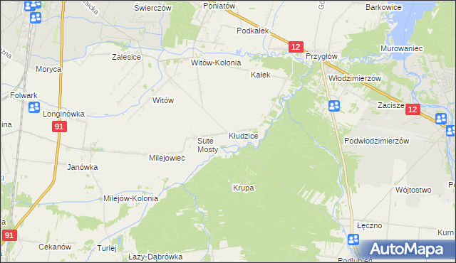 mapa Kłudzice, Kłudzice na mapie Targeo