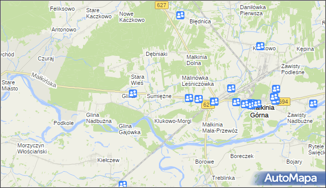 mapa Klukowo gmina Małkinia Górna, Klukowo gmina Małkinia Górna na mapie Targeo