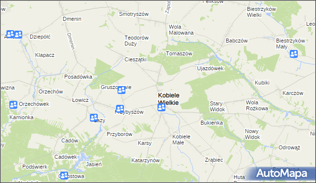 mapa Kobiele Wielkie, Kobiele Wielkie na mapie Targeo