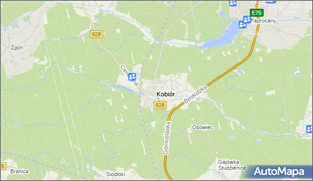 mapa Kobiór, Kobiór na mapie Targeo