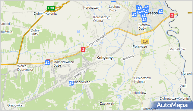 mapa Kobylany gmina Terespol, Kobylany gmina Terespol na mapie Targeo