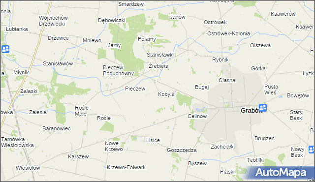 mapa Kobyle gmina Grabów, Kobyle gmina Grabów na mapie Targeo