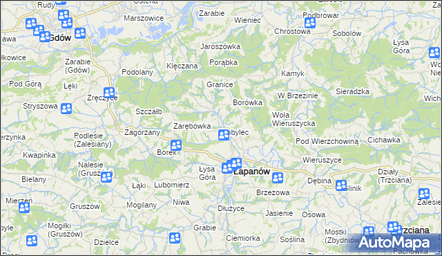 mapa Kobylec gmina Łapanów, Kobylec gmina Łapanów na mapie Targeo