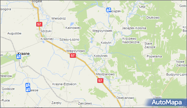 mapa Kobylinek gmina Płoniawy-Bramura, Kobylinek gmina Płoniawy-Bramura na mapie Targeo